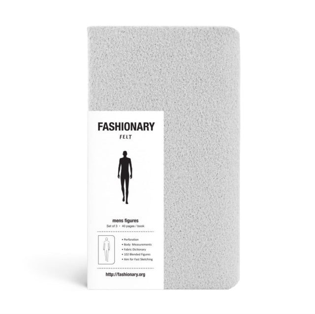Book cover of: Fashionary Mini Felt Grey Mens Sketchbook A6 (Set of 3). By: Fashionary