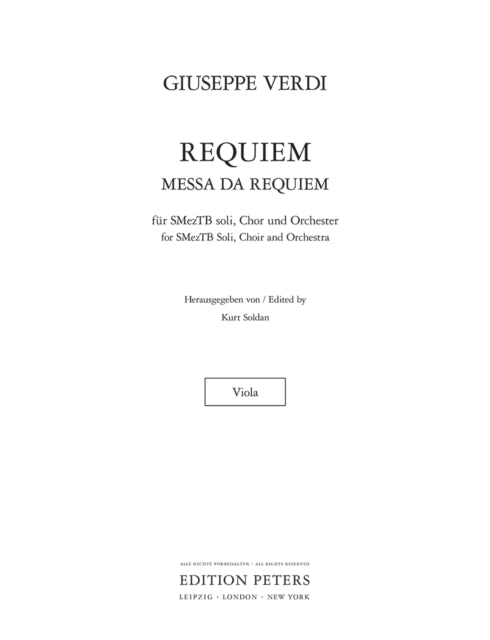 Book cover of: Requiem (Viola Part)