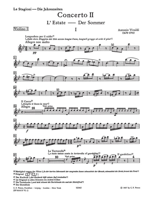 Book cover of: Four Seasons, Concerti Op. 8; No. 2 in G minor RV315 Summer (Violin 1 Part)