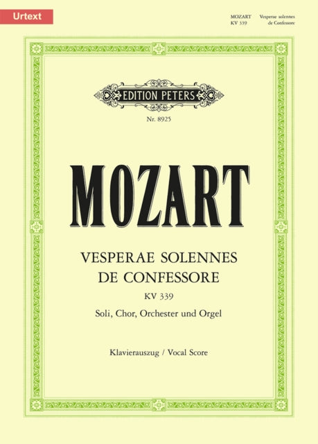 Book cover of: Vesperae solennes de Confessore K.339 (Vocal Score)