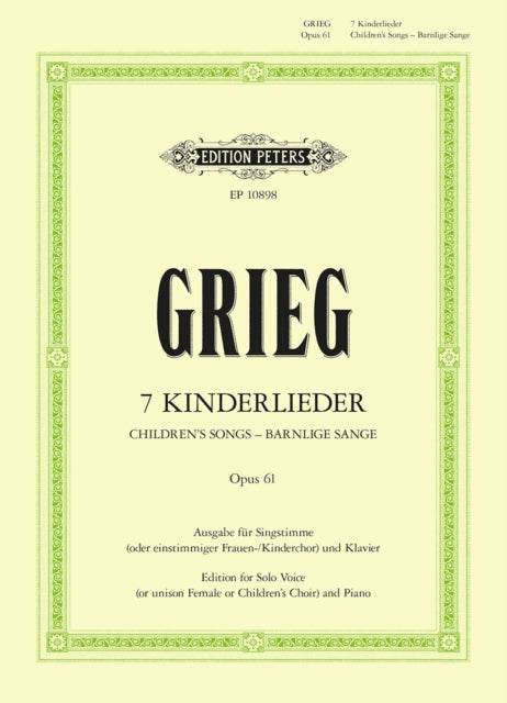 Book cover of: 7 Children's Songs Op. 61
