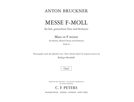 Book cover of: Mass No.3 in F minor (Organ Part)