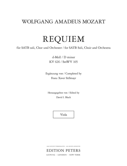 Book cover of: Requiem in D minor K626 (viola)